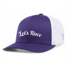 Load image into Gallery viewer, PACIFIC HEADWEAR TRUCKER SNAPBACK HAT - #104C - LET'S RACE - EMB FULL FRONT