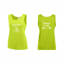 Load image into Gallery viewer, LADIES' TRAINING TANK - #1705 - LET'S RACE - HP "BUT FIRST WE LIFT"