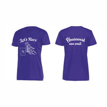 Load image into Gallery viewer, LADIES' HOLLOWAY MOMENTUM TEE - #222820 - LET'S RACE - HP "HOUSEWORK CAN WAIT"